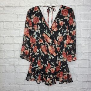 Band of Gypsies Red Rose Floral Romper